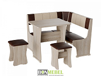 Кухонный уголок Гамма тип 1 мини (Дуб сонома/Шоколад/Бежевый) к/з