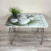 Стол обеденный прямоугольный ВВР стекло с фотопечатью (Камни/Подстолье чайка)