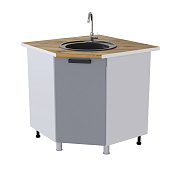 Шкаф нижний мойка угловая УМ кухня Крафт без столешницы (Дуб сонома/Бетон темный)