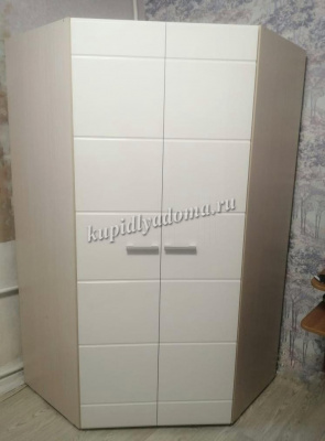 Шкаф угловой Симба 2-х створчатый (Дуб белфорт/Белый глянец)