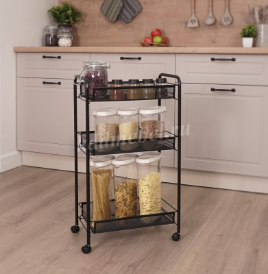 Этажерка Ладья-2К на колесиках (Черный)