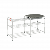 Подставка для обуви Альфа-33 3-х полочная с сиденьем и ящиком (Белый)