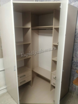 Шкаф угловой Симба 2-х створчатый (Дуб белфорт/Белый глянец)