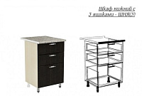 Шкаф нижний ШН 3Я 400 Кухня Шарлотта (Дуб Шале морен/Антарес)