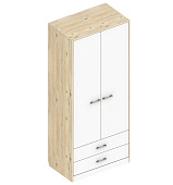Шкаф Милана 2дв. с ящиками (Гаскон пайн/Белый лофт)