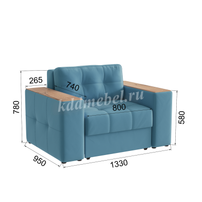 Кресло-кровать Виконт (Светло-голубой/Дуб канадский)