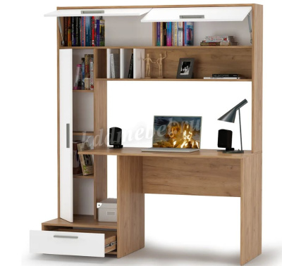 Стол письменный с надстройкой Крафт (Дуб сонома/Белый)