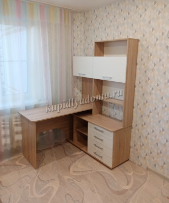 Стол компьютерный угловой с надставкой Гарвард правый 130*120 (Дуб сонома/Белый)