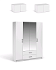 Шкаф 4д 2ящ. с зеркалом МАХ с антресолью Чикаго Вайт (Белый)