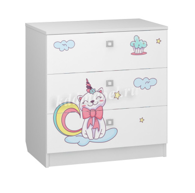Комод Смарти (Белый/Фотопечать Единорожки)