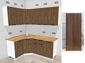 Кухня угловая Дина 1,35*1,85 ЛДСП (Ясень шимо темный/Столешница Дуб вотан)