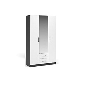 Шкаф 3д 2ящ.с зеркалом МАХ Чикаго (Антрацит/Белый)