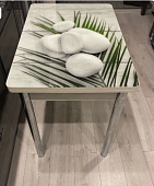 Стол обеденный прямоугольный ВВР стекло с фотопечатью (Камни/Подстолье чайка)