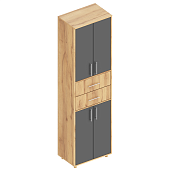 Шкаф с ящиками по центру Граф (Дуб золотистый/Темно серый лофт)