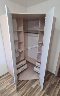 Шкаф угловой Симба 2-х створчатый (Дуб белфорт/Белый глянец)