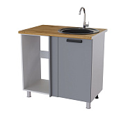 Шкаф нижний мойка угловая УМ2 кухня Крафт без столешницы (Дуб сонома/Бетон светлый)