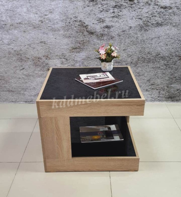 Стол журнальный СЖ-20 (Дуб сонома/Черное стекло)