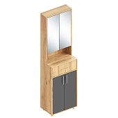 Тумба с зеркалом Граф (Дуб золотистый/Темно серый лофт)