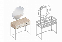 Стол гримерный Филадельфия с подсветкой СФ-06 (Дуб баррик/Бежевый/Хром)