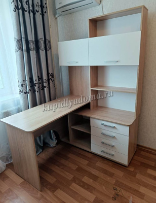 Стол компьютерный угловой с надставкой Гарвард правый 130*120 (Дуб сонома/Белый)