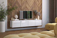 Тумба под ТВ Альба-1 (Белый/Белый глянец)