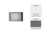 Шкаф верхний со стеклом 5ХС кухня Осло (Белый/Карбон вулкан)