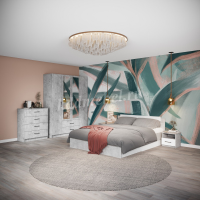 Шкаф 4д 2ящ. с зеркалом Чикаго (Ателье светлый)