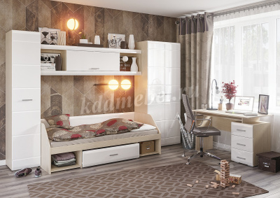 Шкаф угловой Симба 2-х створчатый (Дуб белфорт/Белый глянец)