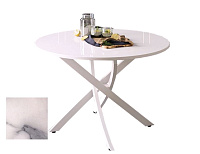 Стол обеденный раздвижной пластик Арчи-2 0.9 (Белый мрамор 3027/Опоры белые)