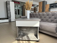 Стол журнальный Моника раскладной с ящиком (Айрон рок/Белый лофт)