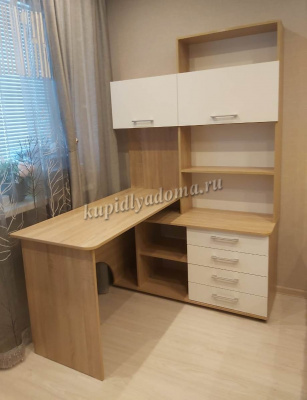 Стол компьютерный угловой с надставкой Гарвард правый 130*120 (Дуб сонома/Белый)